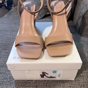 A New Day Tan Heels with Block Heel and Ankle Strap